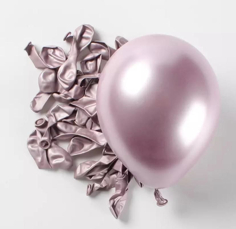 5 inç Mini Açık Pembe Krom Balon 5 Adet