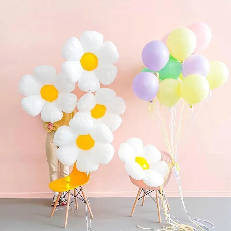 Ortaboy Beyaz Papatya Folyo Balon