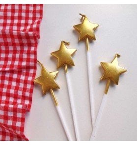 Gold Yıldız Pasta Mumu 4 Adet