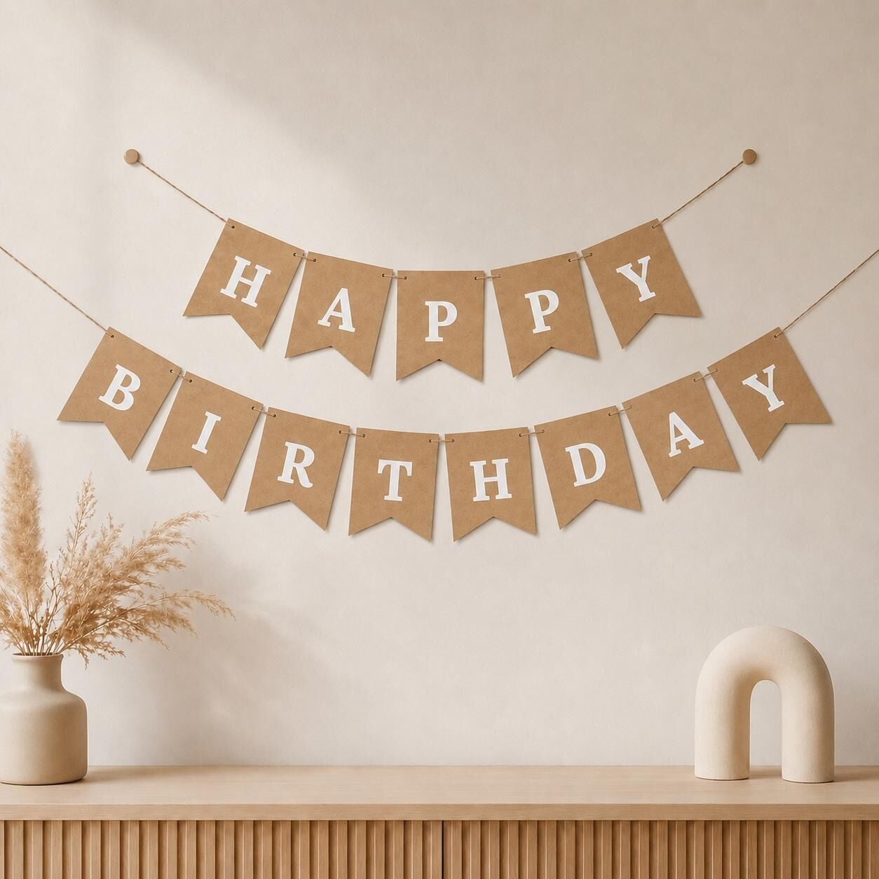 Kraft Beyaz Happy Birthday Yazısı