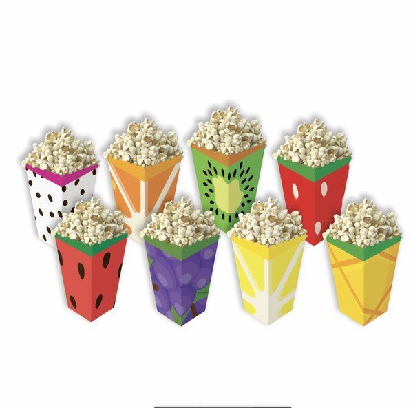 Meyve Temalı Popcorn Mısır Kutusu 8 Adet